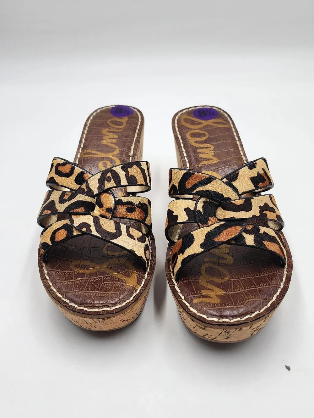 sam edelman Reid Leopard Print Cork Wedge Size 8 1/2 M read description